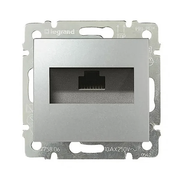 Valena - Розетка 1хRJ-45 UTP CAT6 монтаж на захватах, алюминий