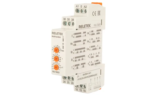 Реле времени RS-TM33, 3CO, 8A(250VAC), 24_240VAC/DC, 100ms_10d, многофункциональное - 10 функций, 1M