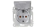 Rita - Розетка 2P+E, с крышкой, защ. шторки, нерж. сталь
