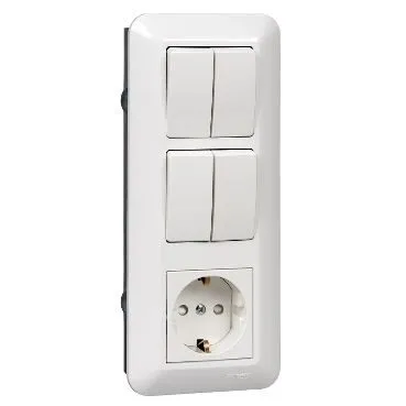 Блок Systeme Electric Blanca, прима скрытой установки рсзк+В2КЛ.+В2КЛ.(250В, выкл.6А, роз.16А, защ. шторками) белый. Россия