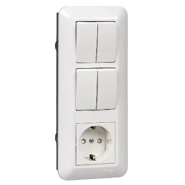 Блок Systeme Electric Blanca, прима скрытой установки рсзк+В2КЛ.+В2КЛ.(250В, выкл.6А, роз.16А, защ. шторками) белый. Россия