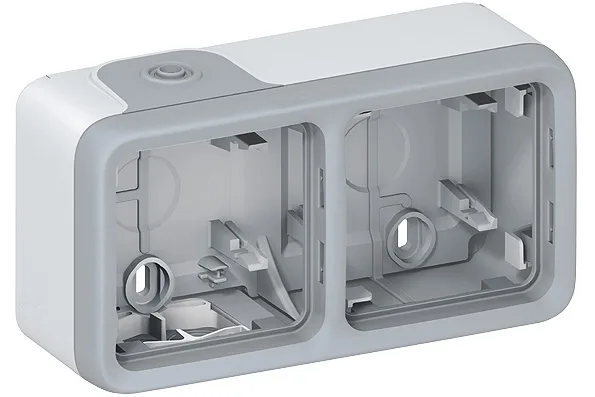 PLEXO - Коробка для наклад. монтажа 2 поста, горизонтальная, IP55, серый