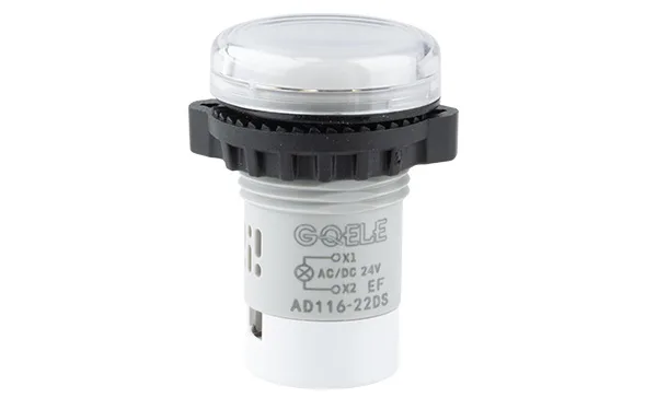 Индикатор светодиодный моноблочный AD116-22DS/A01, белый, LED 24VAC/DC, фильтр 6V, IP65, 22mm