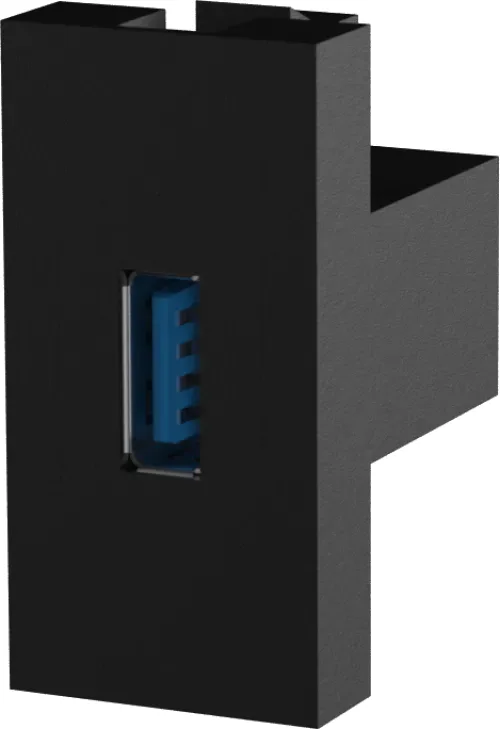 Розетка информационная USB для передачи данных, 1мод., черн. (22.5х45мм), USB3.0, серия (тип)