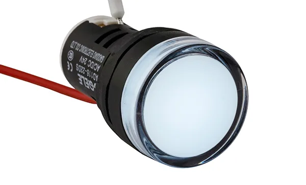 Индикатор светодиодный моноблочный AD116-22DS, белый, LED 12VAC/DC, IP65, 22mm