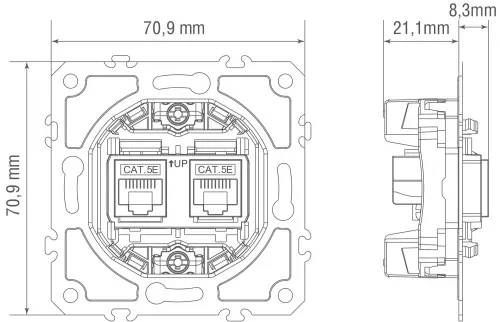 Механизм розетки RJ45 + RJ45 (двойная) cat.5e/ClassE-8, серия D16