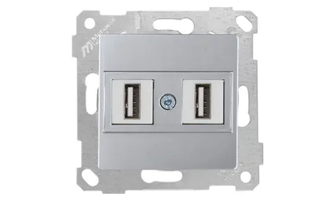 Rita - Розетка 2xUSB Type A, для передачи данных, нерж. сталь