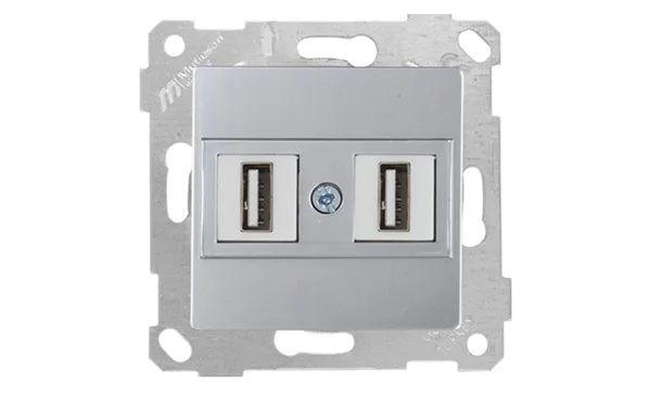 Rita - Розетка 2xUSB Type A, для передачи данных, нерж. сталь