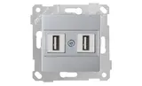 Rita - Розетка 2xUSB Type A, для передачи данных, нерж. сталь