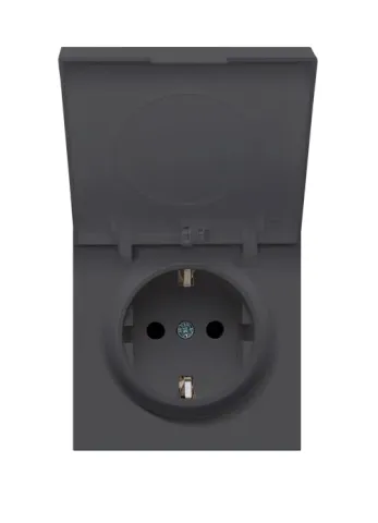 Накладка для розетки Schuko с крышкой, 16A 250 В~, черный, серия R98