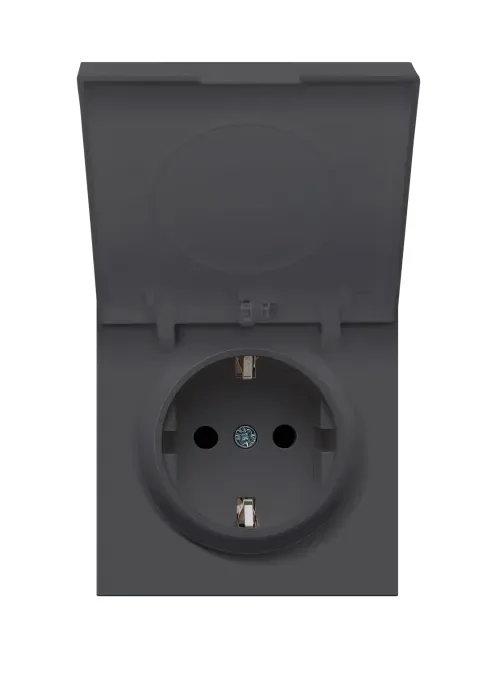Накладка для розетки Schuko с крышкой, 16A 250 В~, черный, серия R98