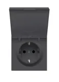 Накладка для розетки Schuko с крышкой, 16A 250 В~, черный, серия R98