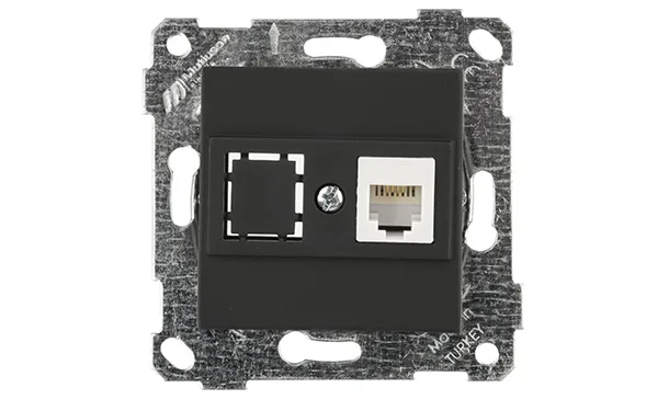 Rita - Розетка 1хRJ-45 кат. 5e UTP, черный мат