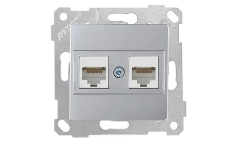 Rita - Розетка 2хRJ-45 кат. 6 UTP, нерж. сталь