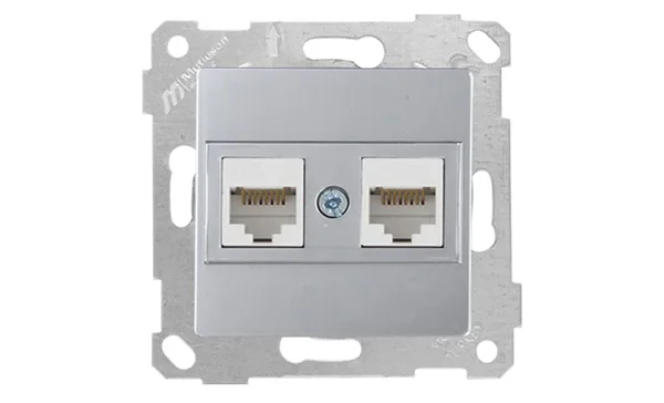 Rita - Розетка 2хRJ-45 кат. 6 UTP, нерж. сталь