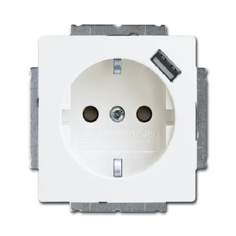 Basic 55 - Розетка 2P+E нем. стд. + USB (белый)