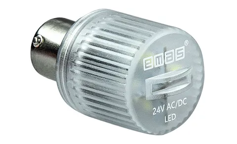 Индикатор светодиодный BA15S, белый, постоянный свет, 24VAC/DC