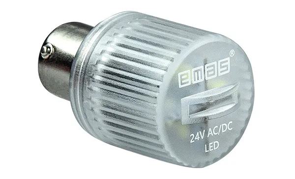 Индикатор светодиодный BA15S, белый, постоянный свет, 24VAC/DC