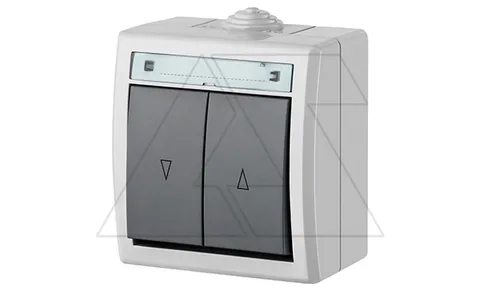 AQUANT - Переключатель для роллет двухклавишный, 10A/250V, ABS ,UV, IP55, корпус RAL7035/кнопка RAL7043