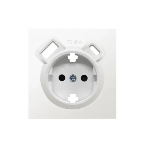 Накладка для розетки Schuko с зарядным устройством USB A+C, с защитными шторками, матовый белый, серия R98