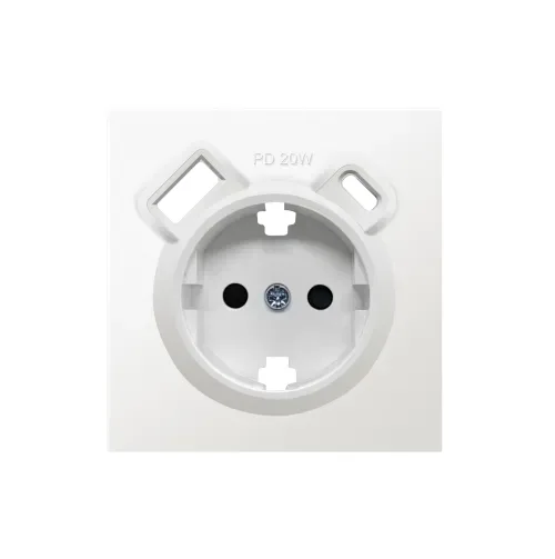Накладка для розетки Schuko с зарядным устройством USB A+C, с защитными шторками, матовый белый, серия R98