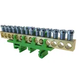 Клемма Morek для заземления PE14 14x1,6_16mm² Cu, 63A, 690V, зеленый, на DIN-рейку, IP00