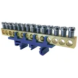 Клемма Morek для нейтрали N14 14x1,6_16mm² Cu, 63A, 690V, синий, на DIN-рейку, IP00