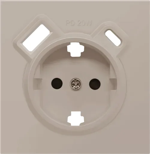 Накладка для розетки Schuko с зарядным устройством USB A+C, с защитными шторками, матовый песок, серия R98