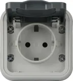 Рамка с крышкой для скрытой установки розетки одиночный, цвет серый, IP55, серия W55