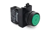 Кнопка CP, зеленая, с фиксацией, плоская, 1NO, 4A 230V AC15, 22mm, IP65