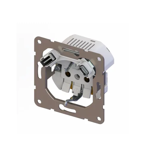 Механизм розетки Schuko 16А 250 В~ с зарядным устройством USB A+C, 5V/4A, мощность 20W, серия DA