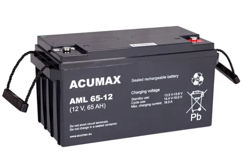Батарея аккумуляторная Acumax AML65-12, 12V/65Ah, 178x348x167 HxLxW, 21kg, 10-12лет