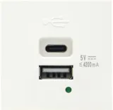 USB зарядное устройство, 4.2A , Type A + C, 2 мод., бел. матовая (45х45мм)