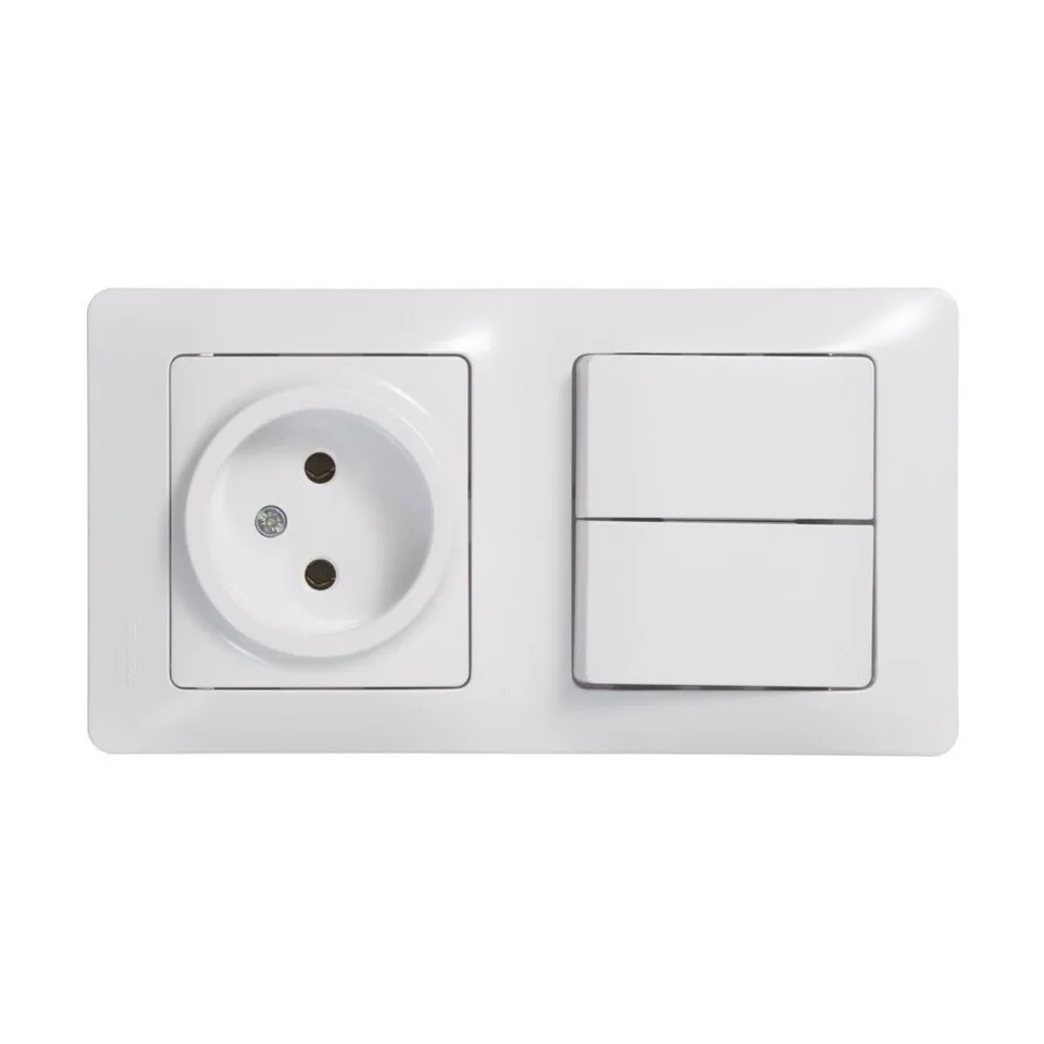 Блок Systeme Electric Glossa, : розетка + 2кл. выкл. бел