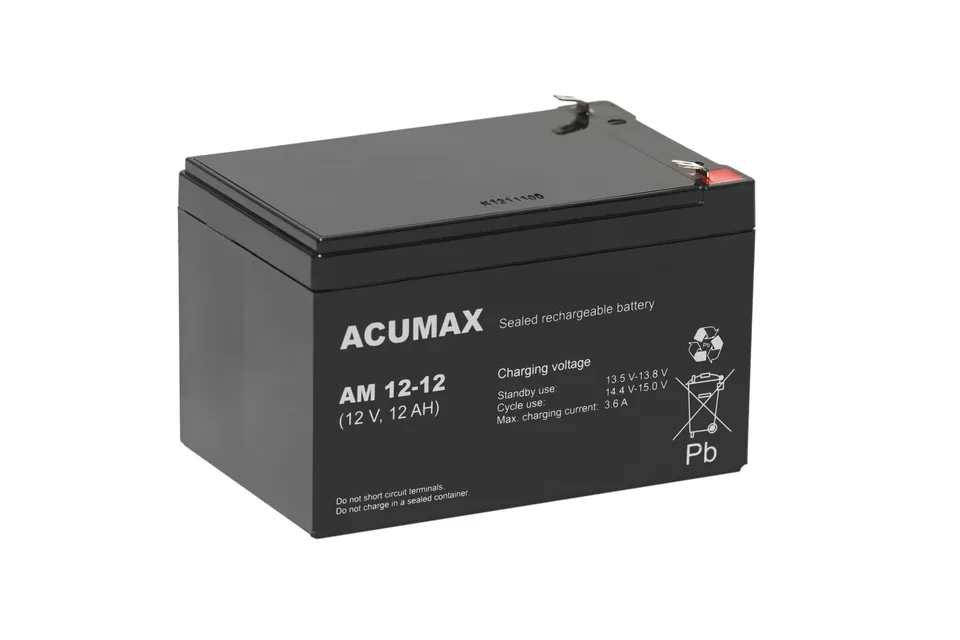 Батарея аккумуляторная Acumax AM12-12, 12V/12Ah, 95(101)x151x98 HxLxW, 3.8kg, 6-9 лет