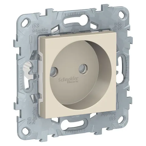 Розетка Schneider Electric Unica, NEW без заземления, со шторками, винт. зажим, 16 А, 250 В, бежевый