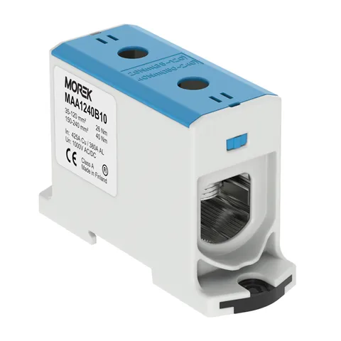 Клемма Morek OTL240 синяя, 1xAl/Cu 35_240mm², 425(CU)/380(AL)A, 1000V, винтовые зажимы