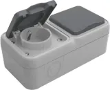Розетка 2-я с защитной крышкой, 2К+З, накладная, цвет серый, IP55, серия W55