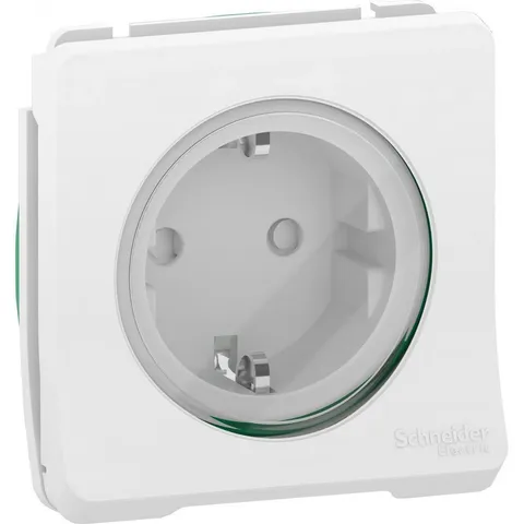 Розетка Schneider Electric Mureva, S, с з/к. и шт. механизм, белый, IP55