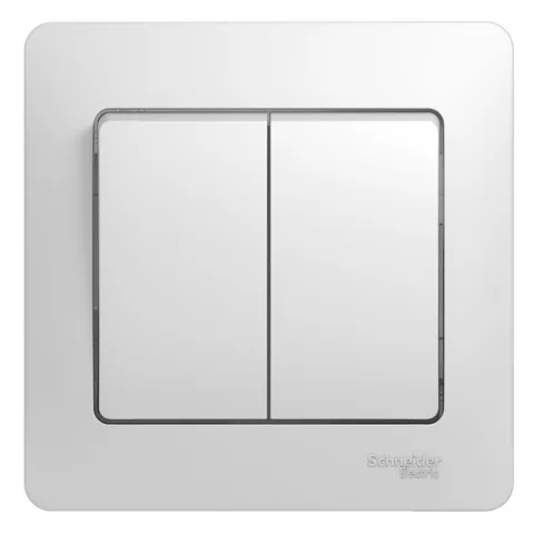 Выключатель Systeme Electric Glossa, 2-клавишный, схема 5, 10АХ, в сборе, белый