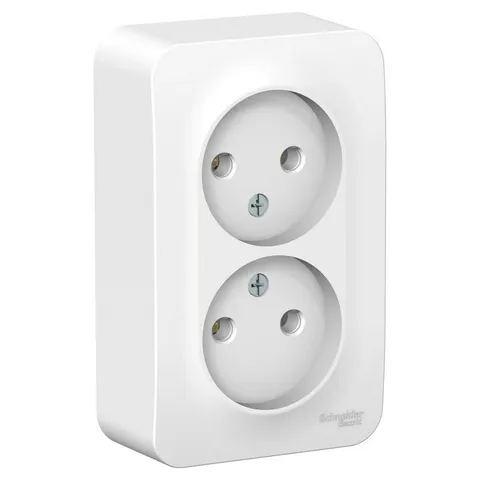 Розетка Systeme Electric Blanca, открытой установки двойная без заземл. без шт. изол. пл., 16А, 250В, белый