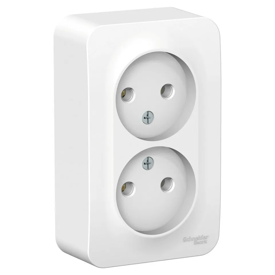 Розетка Systeme Electric Blanca, открытой установки двойная без заземл. без шт. изол. пл., 16А, 250В, белый