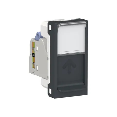 Розетка компьютерная Schneider Electric Unica, MODULAR, RJ45, одиночная, кат. 6 STP, 1 модуль, антрацит