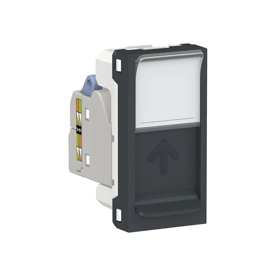 Розетка компьютерная Schneider Electric Unica, MODULAR, RJ45, одиночная, кат. 6 STP, 1 модуль, антрацит