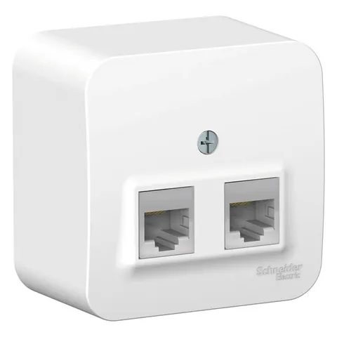 Розетка компьютерная Systeme Electric Blanca, открытой установки двойная RJ45, кат.5E, изол. пл., белый
