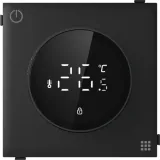Терморегулятор с датчиком пола, 16 A, 70*70 мм. черный, поворотная ручка настройки с индикацией