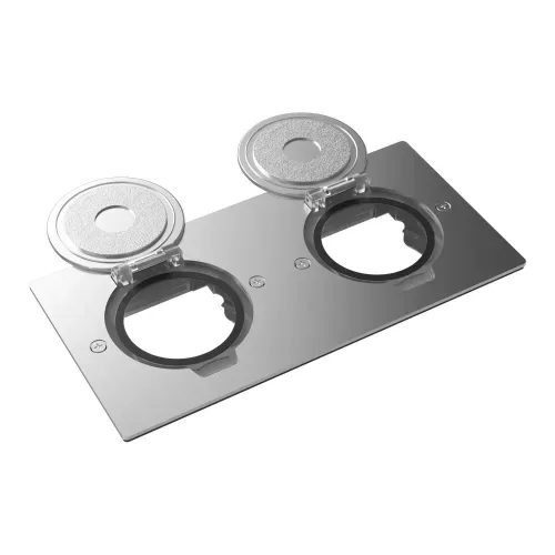 Лючок Surface 4 мод. (2 мод. 45х45 мм.), круглая крышка, полированное серебро, IP44