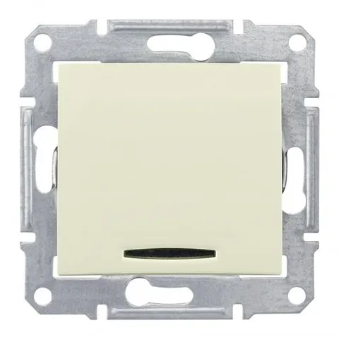 Выключатель Schneider Electric Sedna, выкл. с синей подсветкой, бежевый