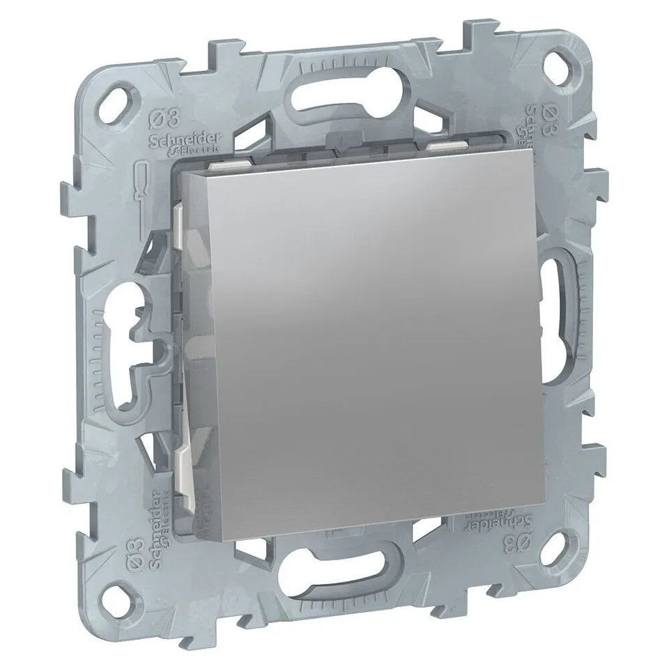 Выключатель Schneider Electric Unica, NEW 1-клавишный, кнопочный, схема 1, 10 A, алюминий