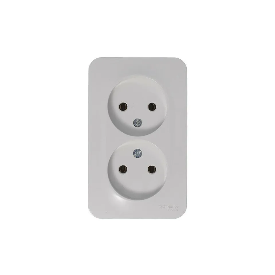 Розетка Systeme Electric Blanca, открытой установки двойная без заземл. без шт. изол. пл., 16А, 250В, белый